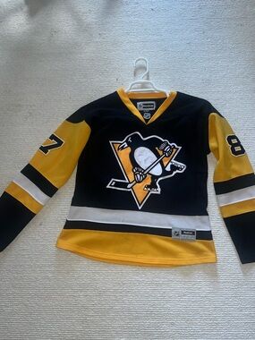 Reebok Pittsburgh Penguins Crewneck Hockey Jersey - Black, Gold & White